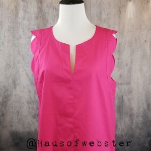 [Maeve] raspberry scallop sleeveless blouse